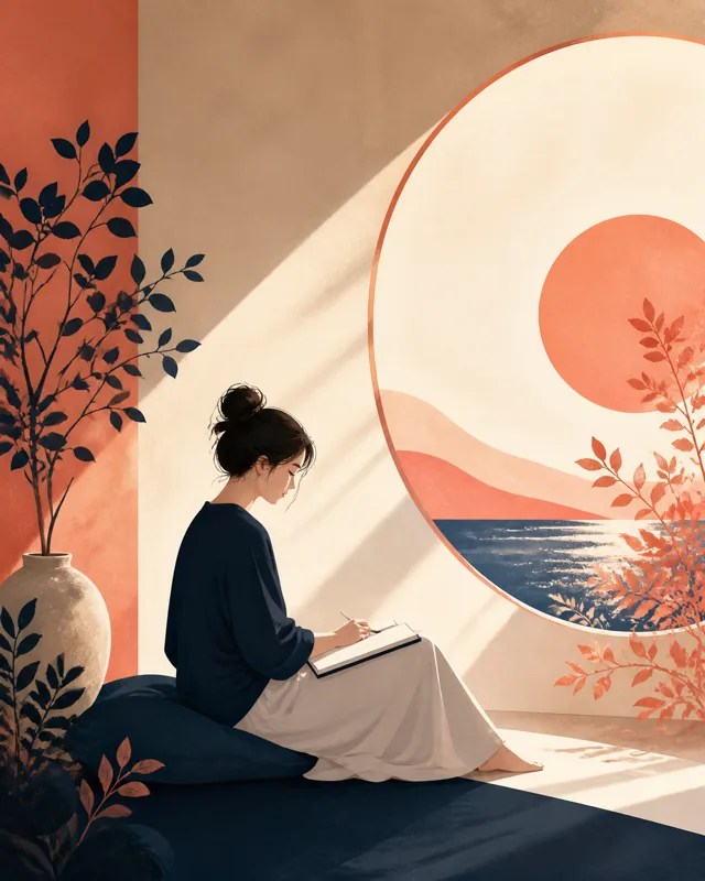 暖色专注与疗愈主题封面插画案例
