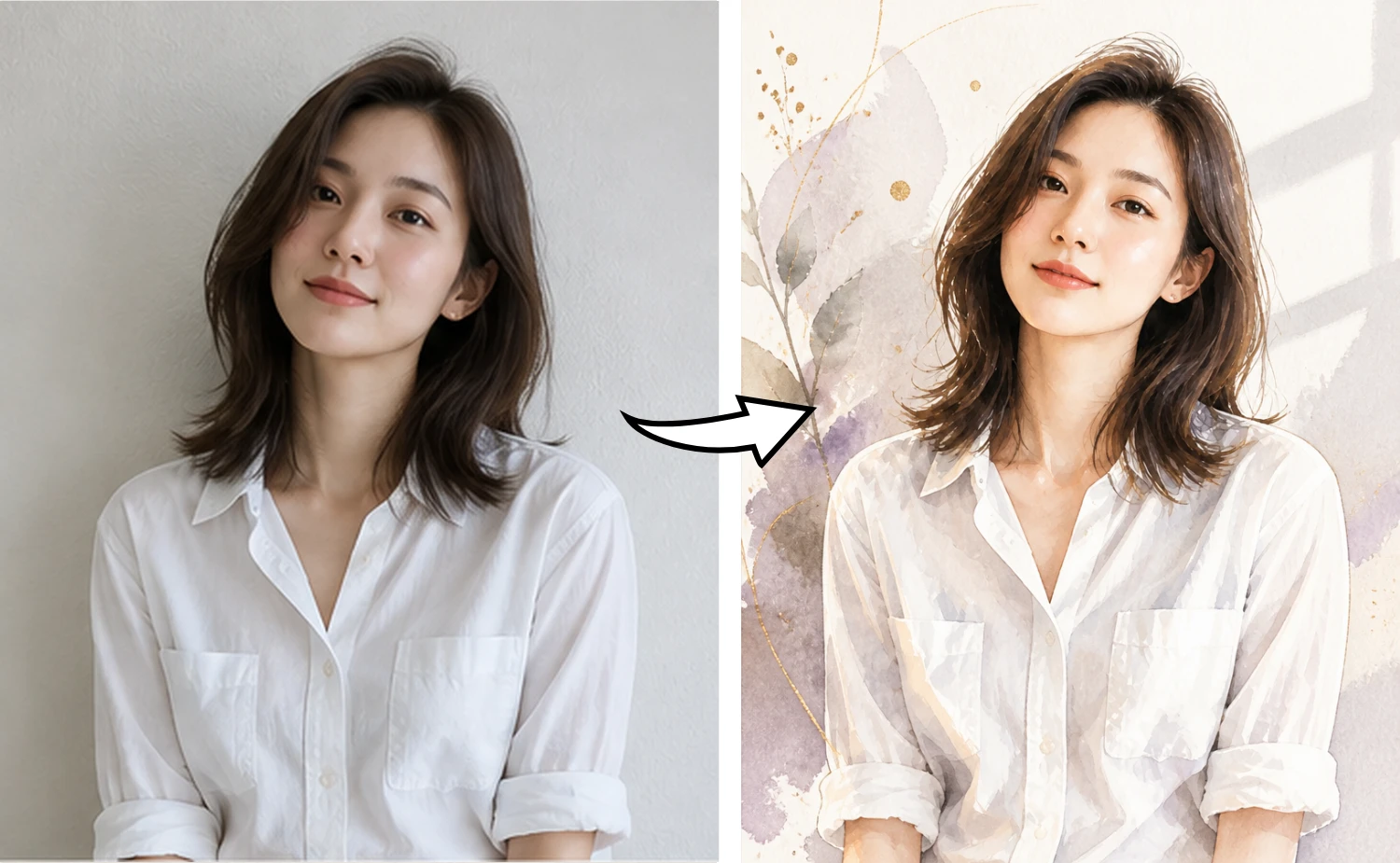Portrait Photo → Watercolor Illustration