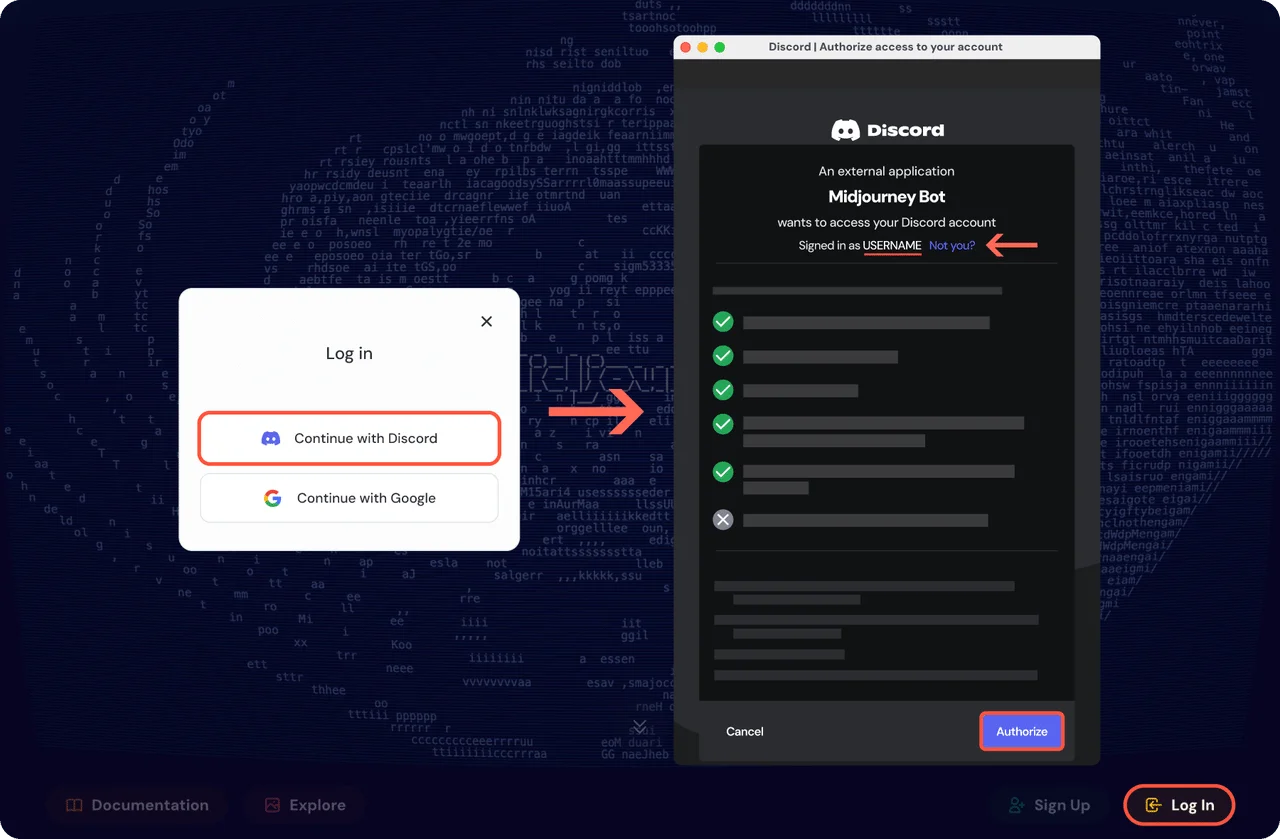 Midjourney Discord Authorization Login Interface