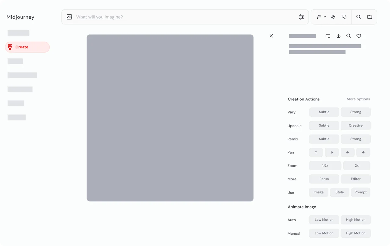 Midjourney Creation Action Button Panel